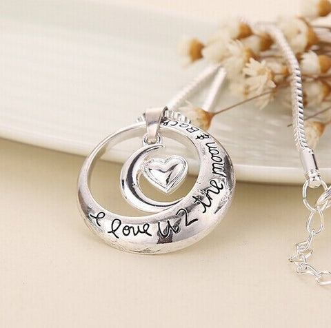 TrendyBracelets.Biz.I Love You To The Moon And Back Pendant and Necklace