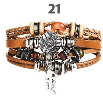 Bohemian Multilayer Leather and Bead Bracelet
