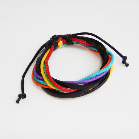 TrendyBracelets.Biz.SPECIAL EVENT PRICING - Handmade Gay Pride Rainbow Leather Bracelet