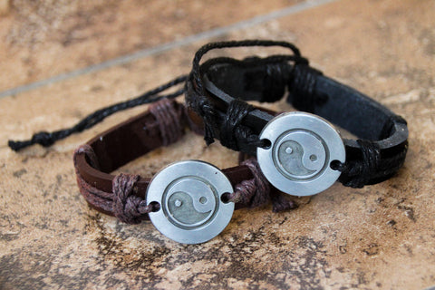 Yin Yang Leather Adjustable Bracelet