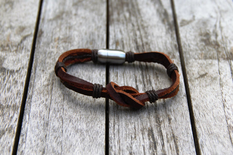 Leather Square Knot Bracelet with Magnetic Clasp from Trendy Bracelets