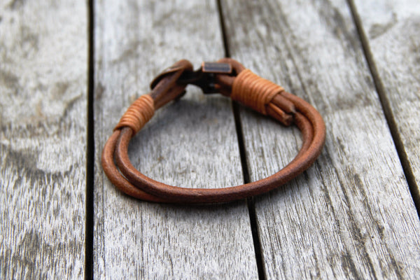 Poseidon Nautical Leather Bracelet with Anchor Clasp from Trendy Bracelets