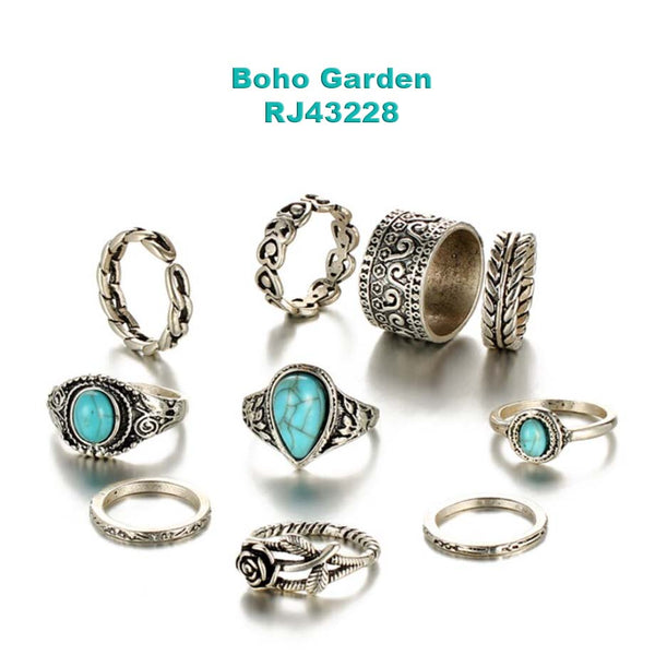 Vintage Bohemian Ring Set