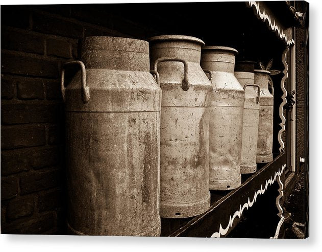 AMS-0031-Milk Canisters In Edam - Acrylic Print