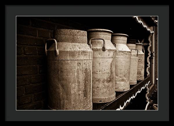 AMS-0031-Milk Canisters In Edam - Framed Print