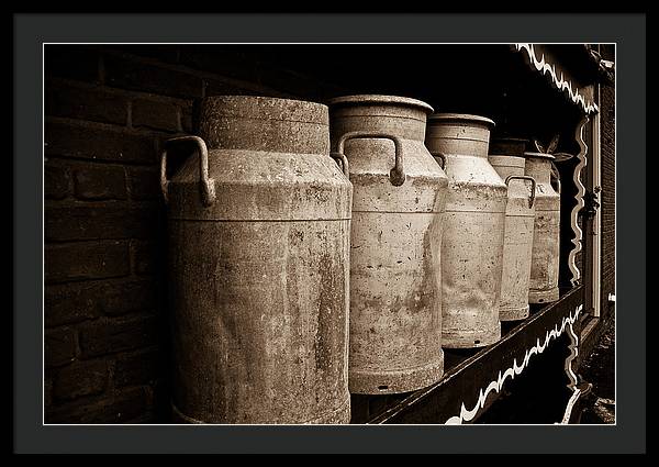 AMS-0031-Milk Canisters In Edam - Framed Print