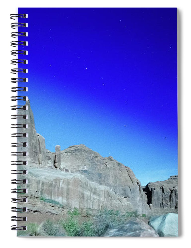 Arches National Park at night - Wall Street - Spiral Notebook