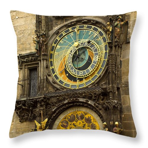 Astronomical Clock in Prague - Throw Pillow