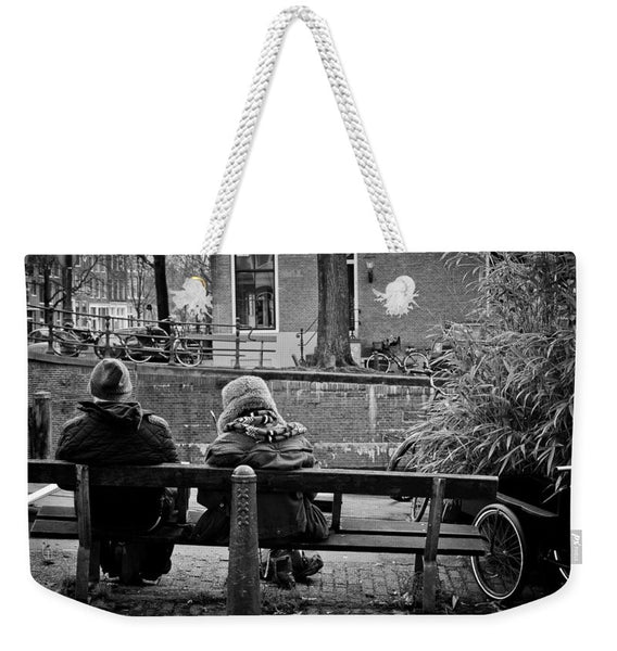 Couple On Bench in Amsterdam - Weekender Tote Bag