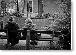 Couple On Bench in Amsterdam - Greeting Card