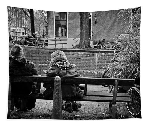 Couple On Bench in Amsterdam - Tapestry