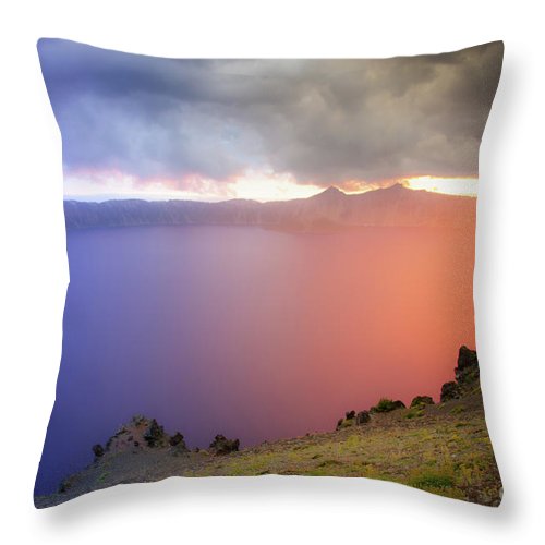 Crater Lake National Park at Sunset - Throw Pillow