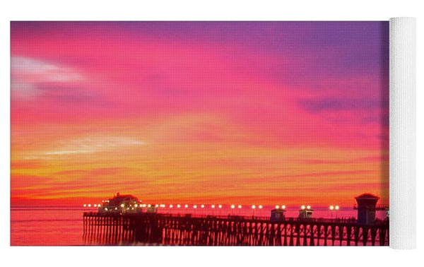 Magical sunset over the oceanside pier - Yoga Mat