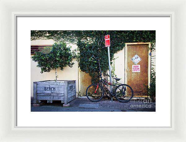 Parked Bicycles in Byron Bay Queensland  - Framed Print