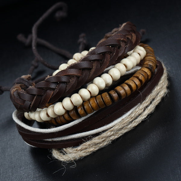 TrendyBracelets.Biz.Bohemian Multilayer Leather and Bead Bracelet