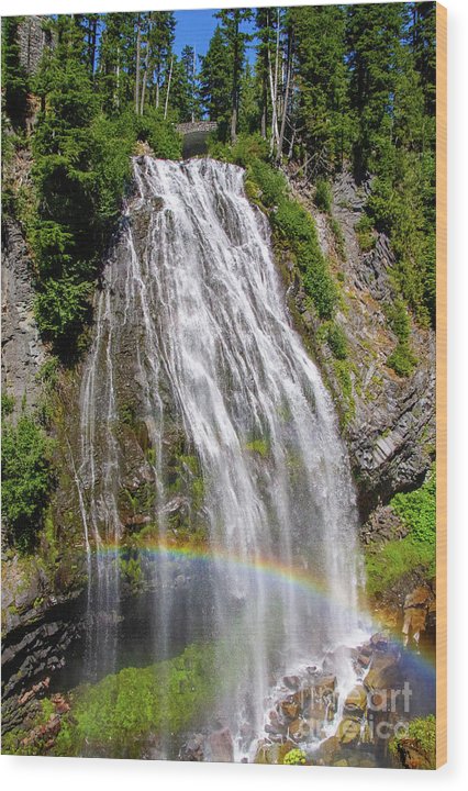 Waterfall at Mt. Rainier - Wood Print